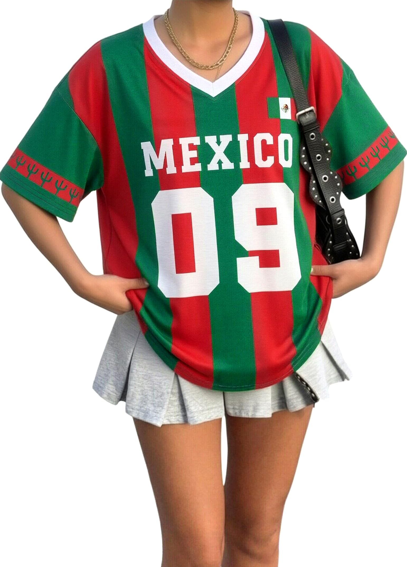 Photo 1 of 2026 Soccer Cup Shirt Women Oversized Mexico Brazil Shirts Funny Argentina Soccer Jerseys Spain V Neck T Shirts