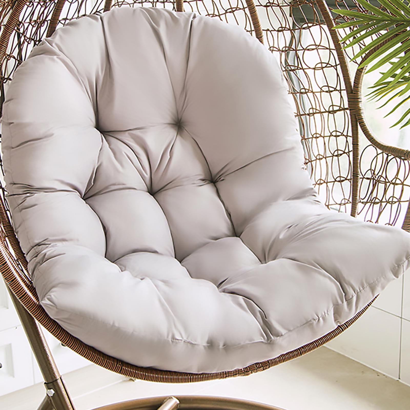 Cuscino Per Sedia Sospesa A Uovo JISADER - Trapuntato, 120x80cm, Per Esterno E Interno, Colore Cachi