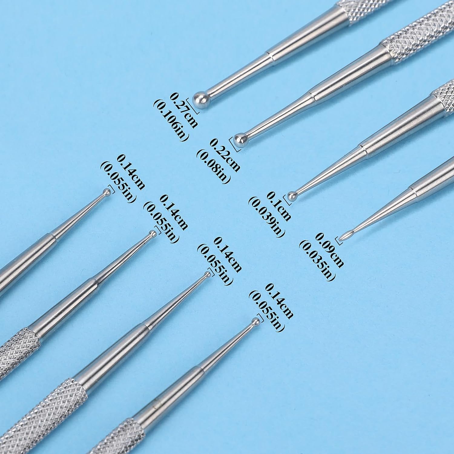 4 Pcs Silver Professional Ball End Nail Art Tools Nail Art Brushes Nail Design Tools Stailess Steel Dotting Pen Tool Nail Art Kit Rhinestone Picker Tool Pottery Tools Polymer Clay Tools and Polish