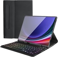 Qoosea QWERTZ Háttérvilágítású Billentyűzetes Tok Samsung Tab S9 FE 10.9"/Tab S9 11" Tablethez - Puha TPU Védőtok Mágnesesen Levehető Blueto 1