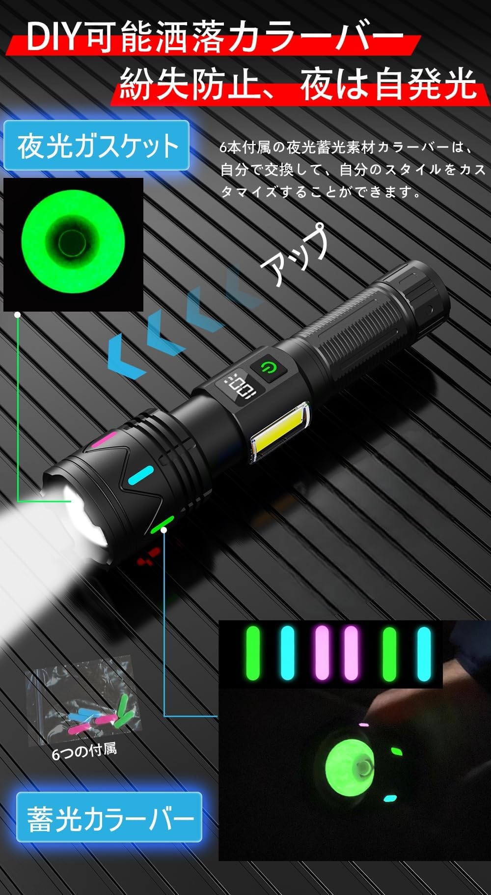 Amazon.co.jp: LED 懐中電灯【超高輝度5000000ルーメン・超遠距離照射