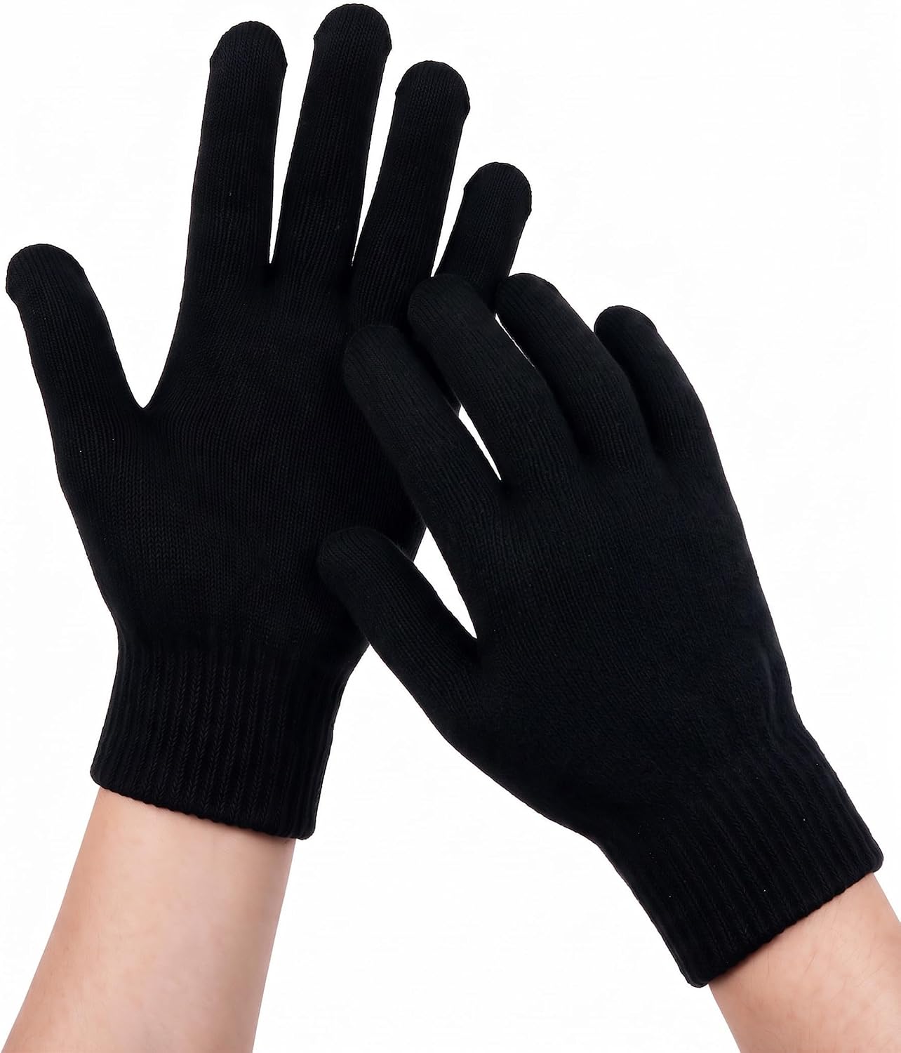Avidlove Black Winter Gloves for Women Men Warm Soft Stretchy Knit