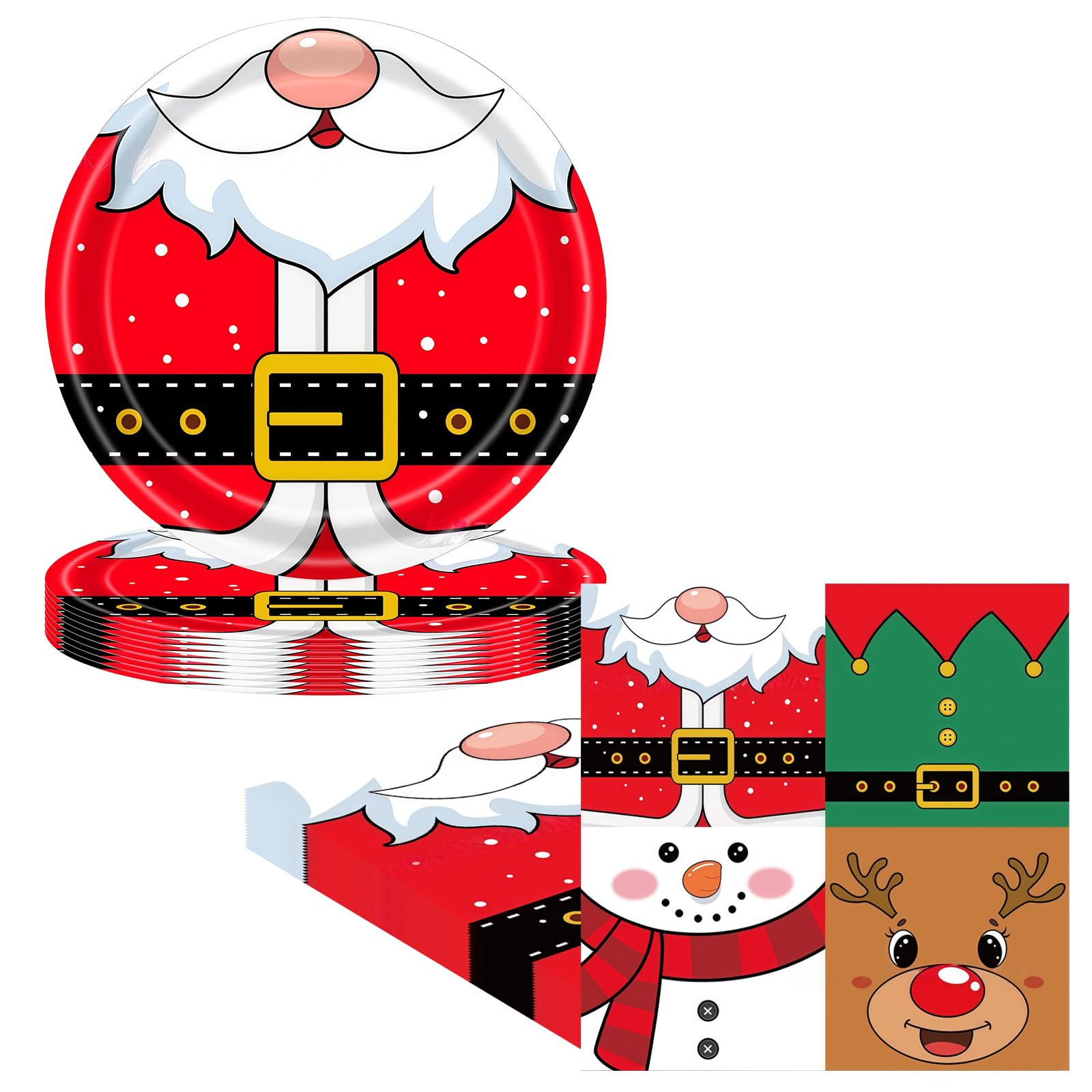 RONGZUBAT 40Pcs Christmas Snowman Paper Plates and Napkins Party Tableware Set,Snowman Paper Dessert Cake Plates Deer Santa Serviettes Disposable Tableware Set for Christmas Party Dinner Table Decor โ image 1