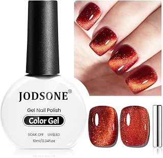 JODSONE 10ml Gel Nail Polish Cat Eye Red Gel Polish with Magnet Soak Off U V Lamp Deep Red Polish Nail Art Manicure Salon DIY Home