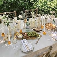 Vista 4 de Vixdonos Portavelas de cristal cónico para centros de mesa, decoración de boda y cena (3 piezas, ámbar)
