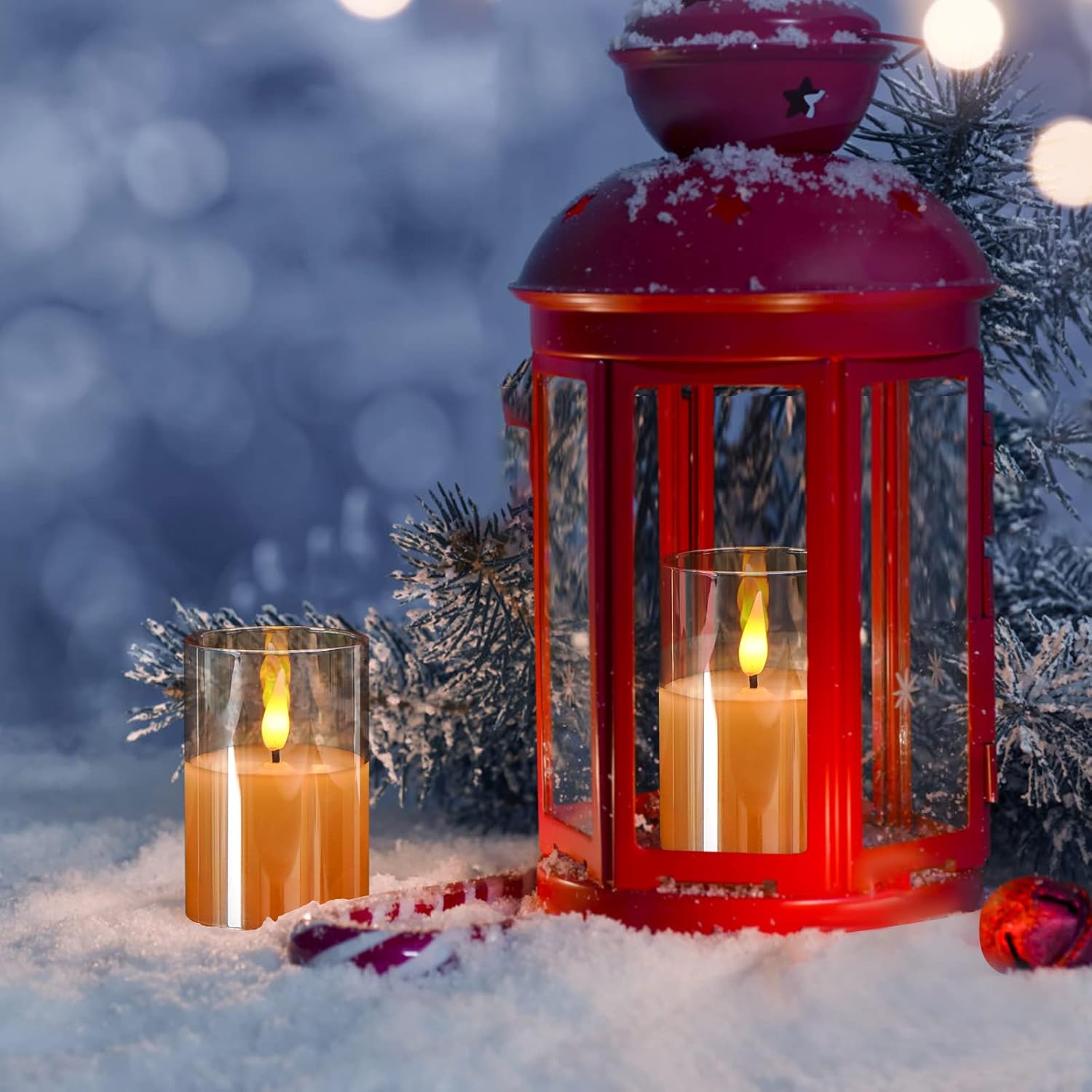 6Pack Glass Flickering Flameless Candles with Remote, 2"X3" Real Wax Votive Candles Battery Operated, Small Electric LED Candles for Wedding Home Decor, w/4 Timers+2 Lighting Modes [Gold] - Image 2