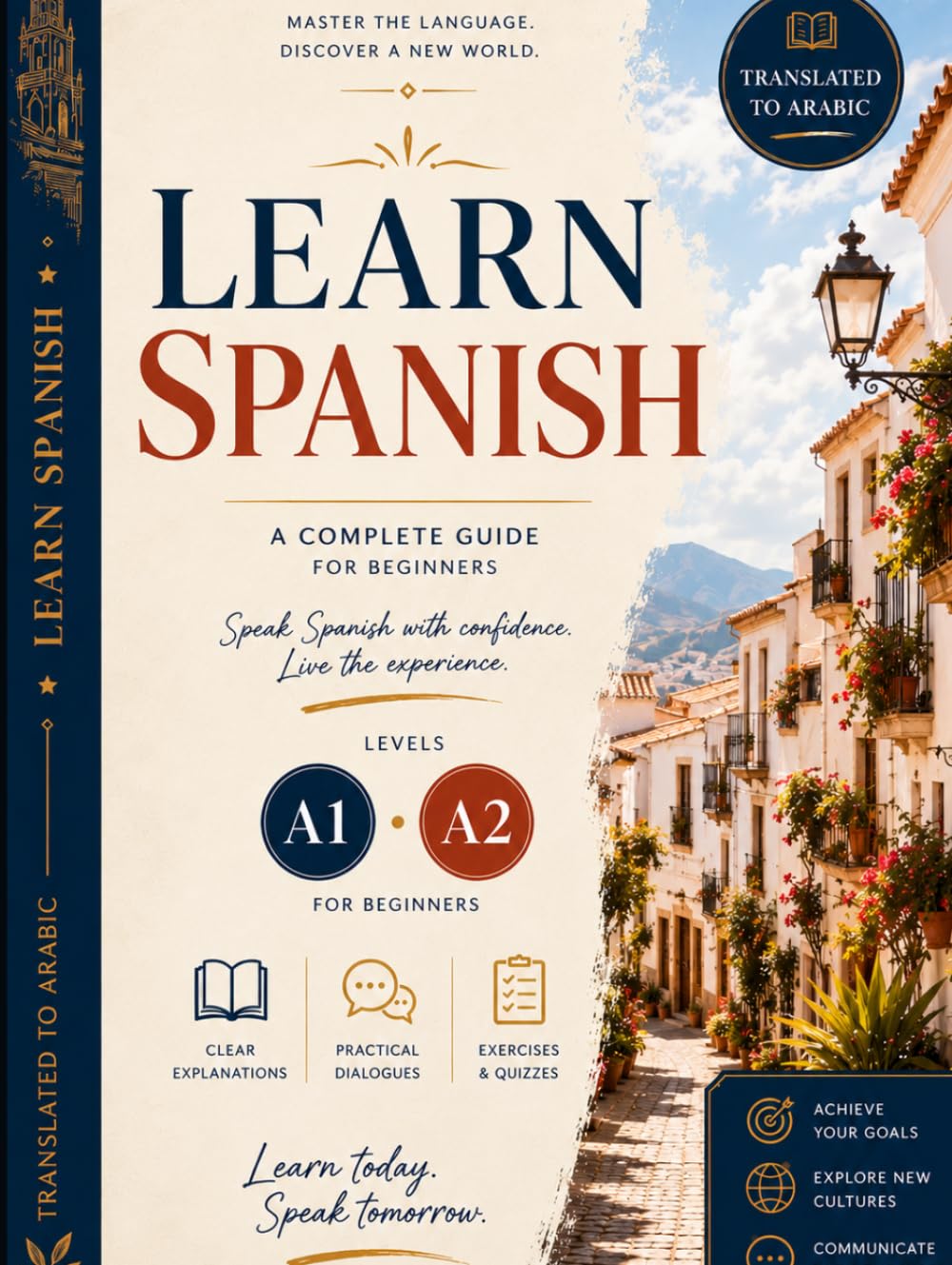 Complete spanish course A1 + A2: Grammar, vocabulary, and exercises with Arabic translation