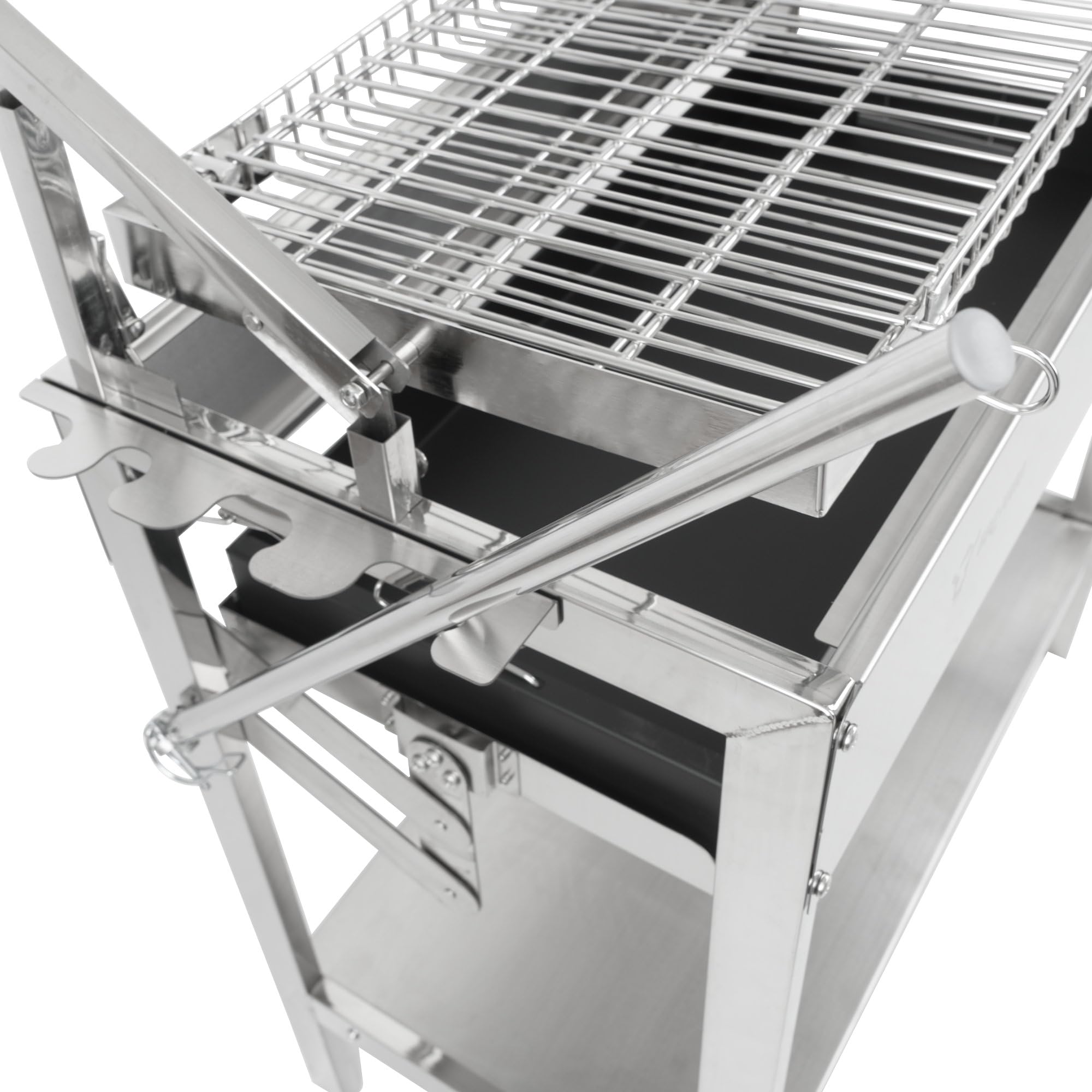 BBQ-Toro Barbecue a carbonella con griglia girevole a 360°, in acciaio inox, 110 x 60 x 110 cm, con vassoio per carbone regolabile in altezza su 4 livelli, barbecue a carbone, carrello per barbecue