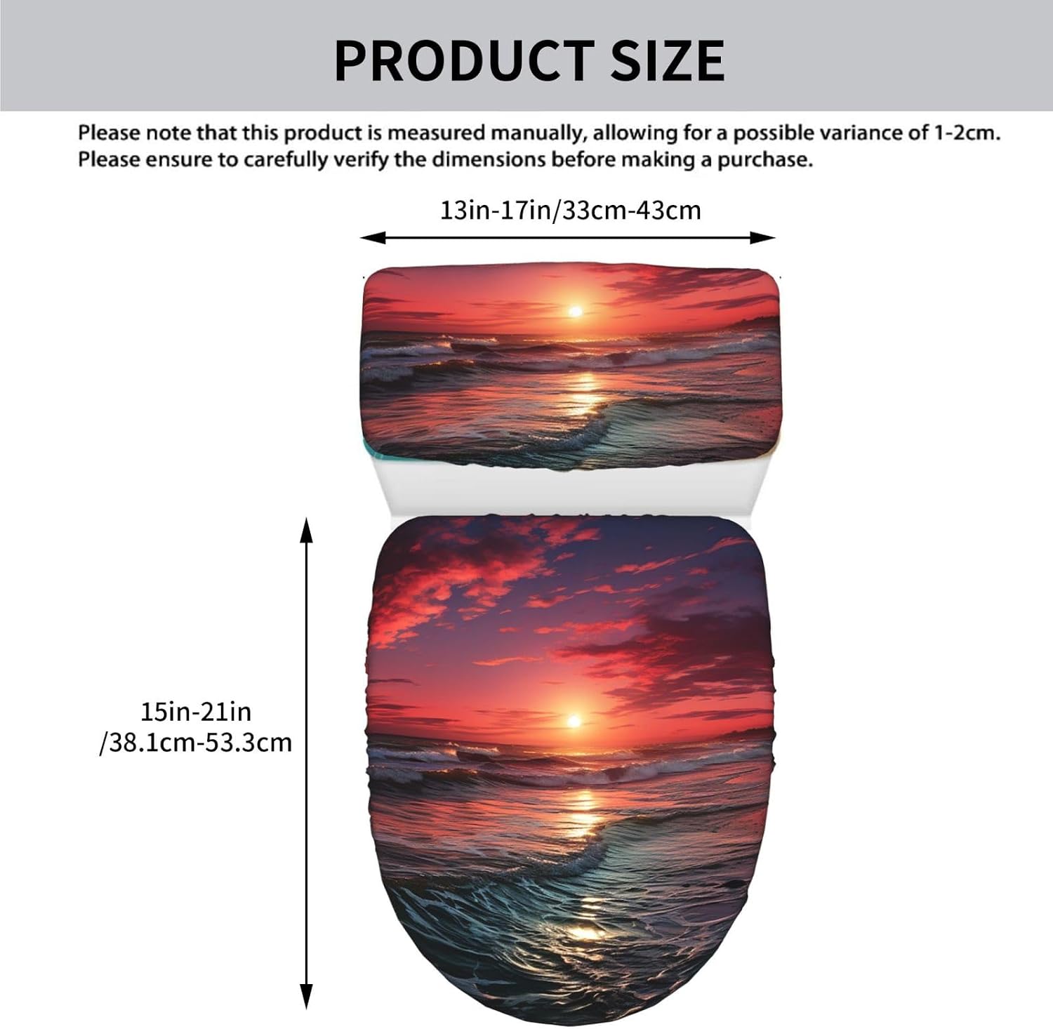 Ocean Art Warm Twilight Toilet Tank Cover And Toilet Lid Cover Set Stretch Bathroom Toilet Lid Seat Cover