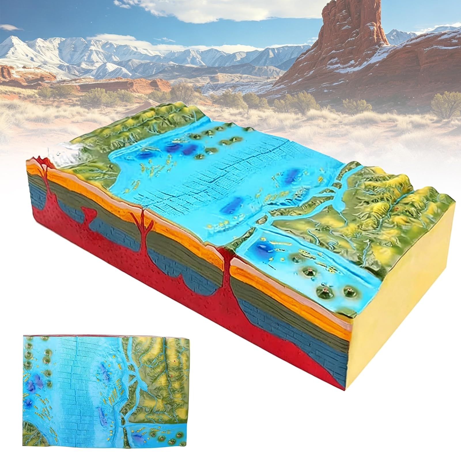 Geologiczny model tektoniczny 3D dla tektoniki płyt i cech geomorfologicznych, wyświetla teren utworzony przez uskoki i geologiczne formy terenu