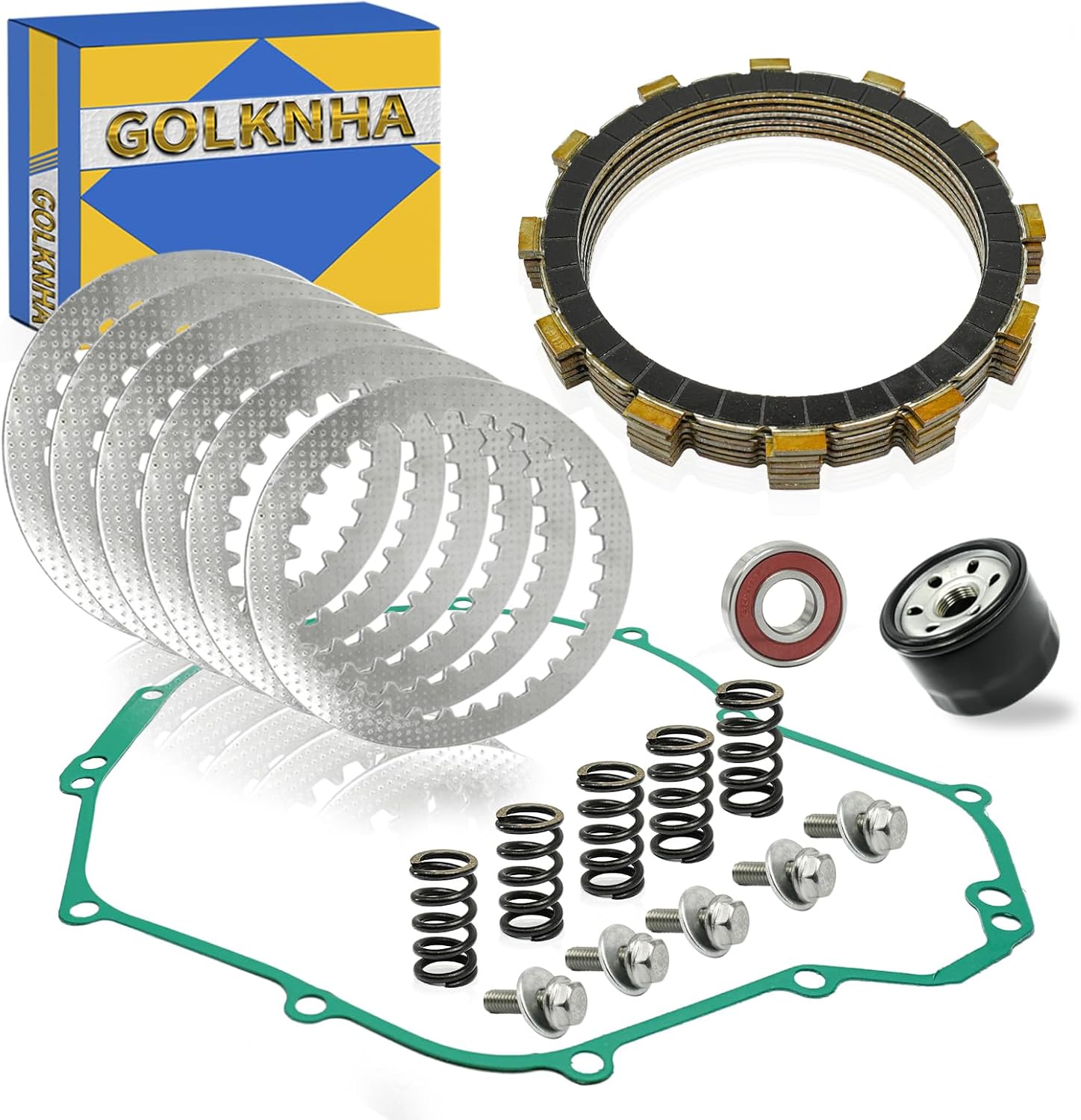 Clutch Kit & Friction Steel Plates Gasket Compatible with Kawasaki Versys 650 KLE650 2007-2020 Ninja 650 650R EX650 2006-2016