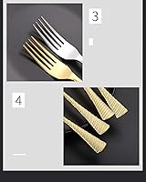 Vista 4 de Juego de cubiertos martillados para 8, cubiertos cuadrados de acero inoxidable de 40 piezas, juego de cubiertos de metal de diseño moderno, incluye