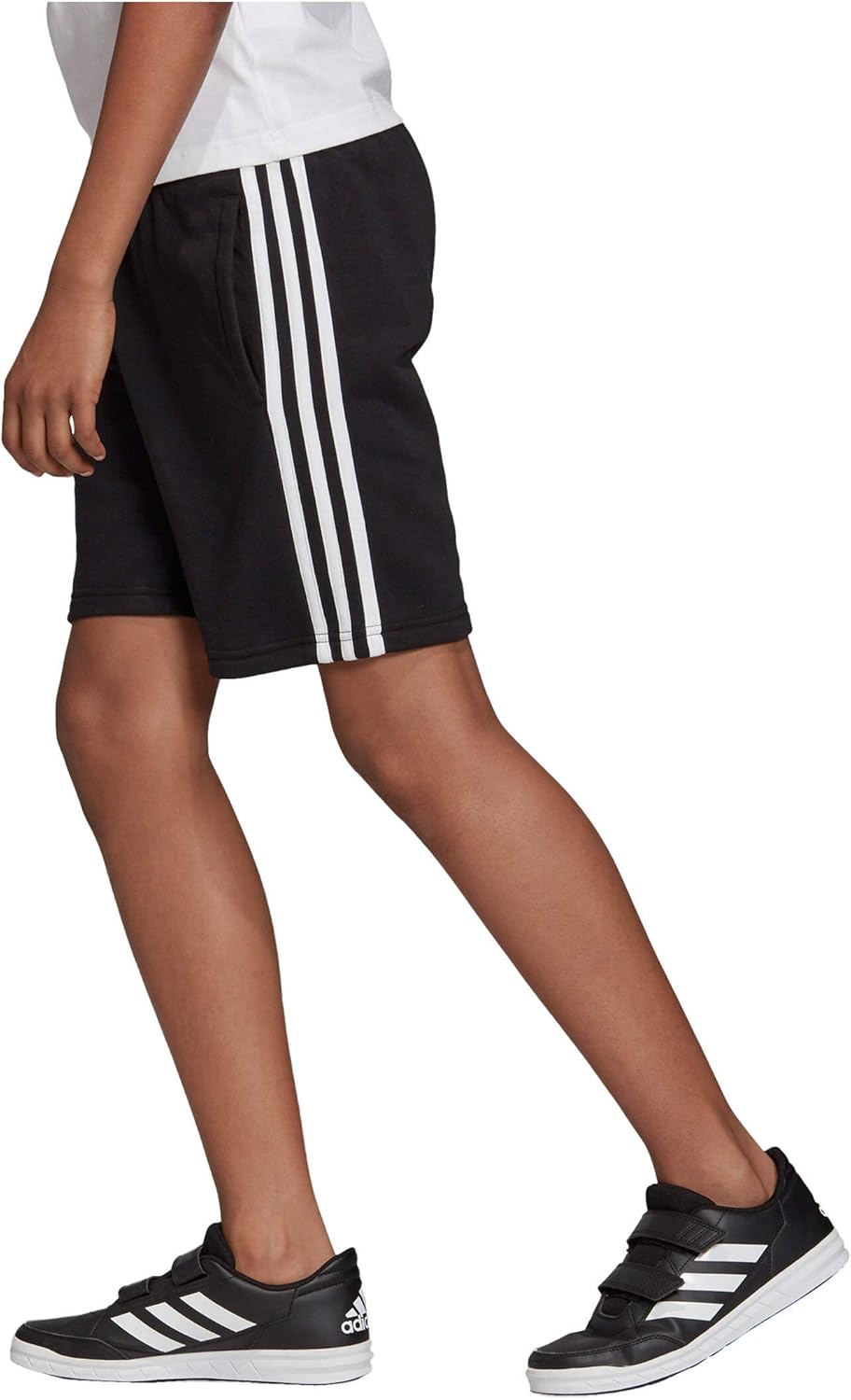 adidas Kids Boys Shorts Training Essentials 3 Stripes Knit Pants Running (116/5-6 Years) Black/White