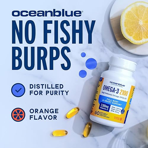 Miniatura 4 de Oceanblue Mini cápsulas blandas de aceite de pescado profesional Omega-3 de 2100 mg – Triple fuerza, alta potencia EPA, DHA y DPA – Burpless