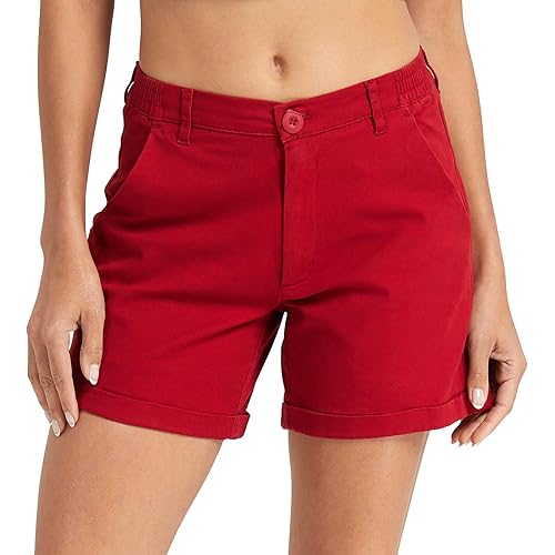 OCHENTA Women's Camo Casual Shorts with Pockets Elastic Waist 4" Summer Wear