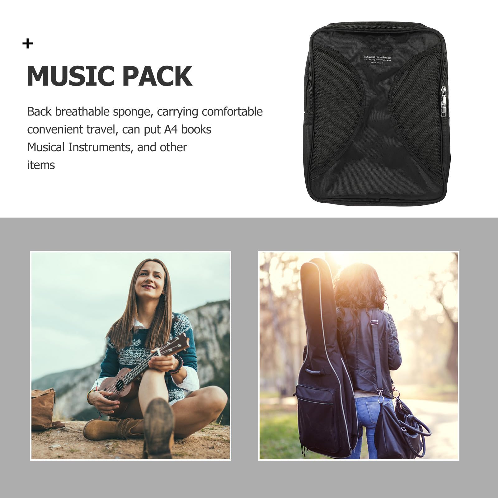 Borsa per Spartiti Musicali Nera, Custodia Cerniera e Fibbia | Tessuto Composito Nylon e Spugna, Fodera Antiurto Integrata, per Uscire e Pratica