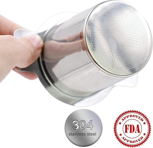 Miniatura 4 de TOSSOW-188 Infusor de té de acero inoxidable Filtro de agua con doble asa para colgar en teteras, tazas, tazas para remojar té y café de hojas