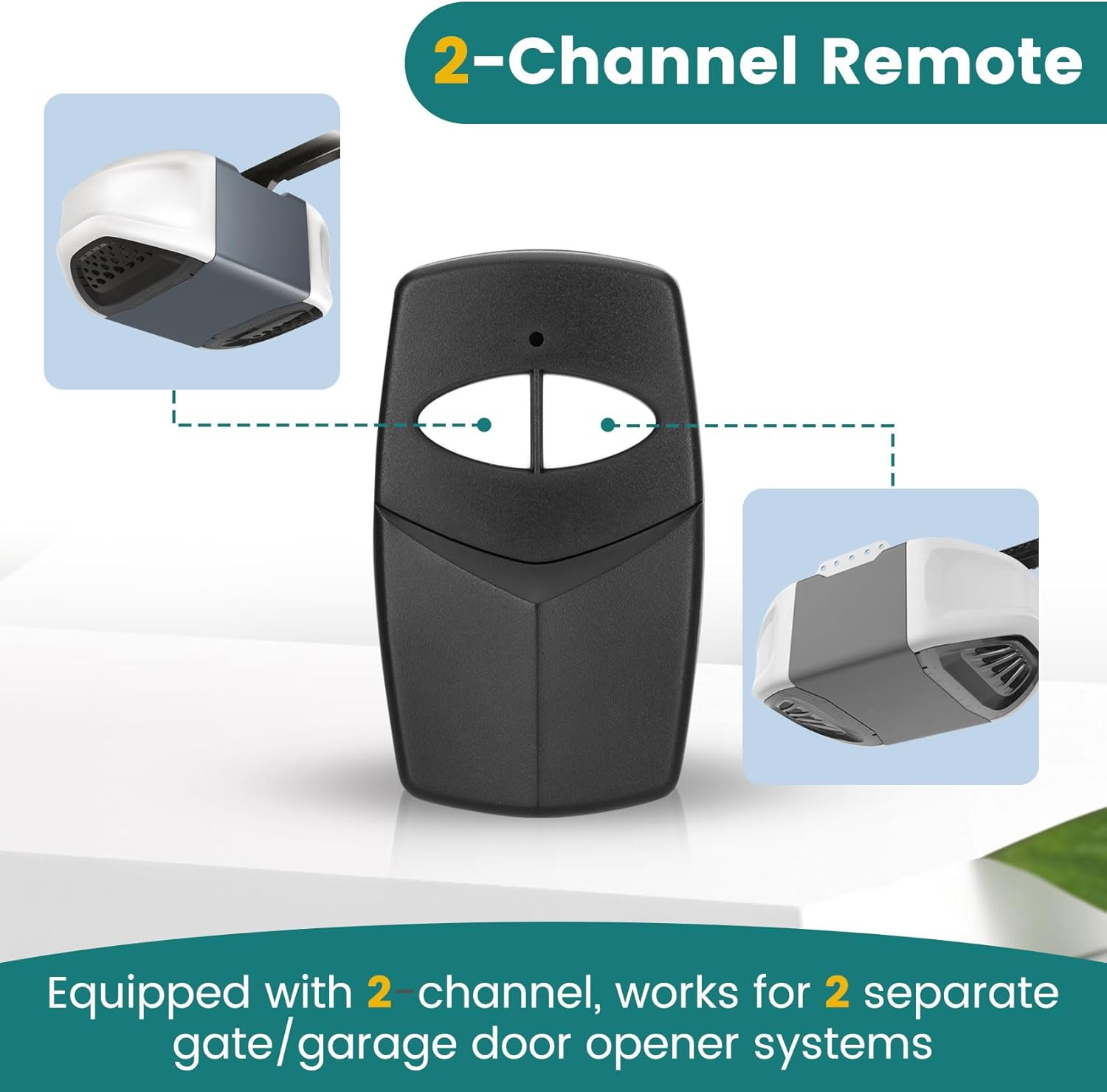 MCS412001 2-Channel Multi-Code Gate Remote Control 300Mhz, 4120 Garage Door Opener Remote 10 Code Transmitter, Replace 3089 308911 etc. 2 Pack