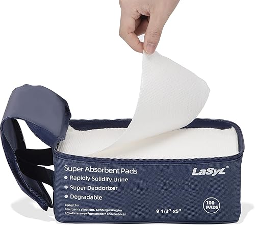LaSyL Almohadillas de inodoro superabsorbentes, paquete de 100 unidades, para camping, bolsas de inodoro portátiles, forros desechables para ropa