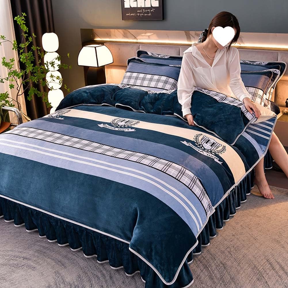 Falda de cama envolvente para dormitorio acogedor y juego de colcha de invierno