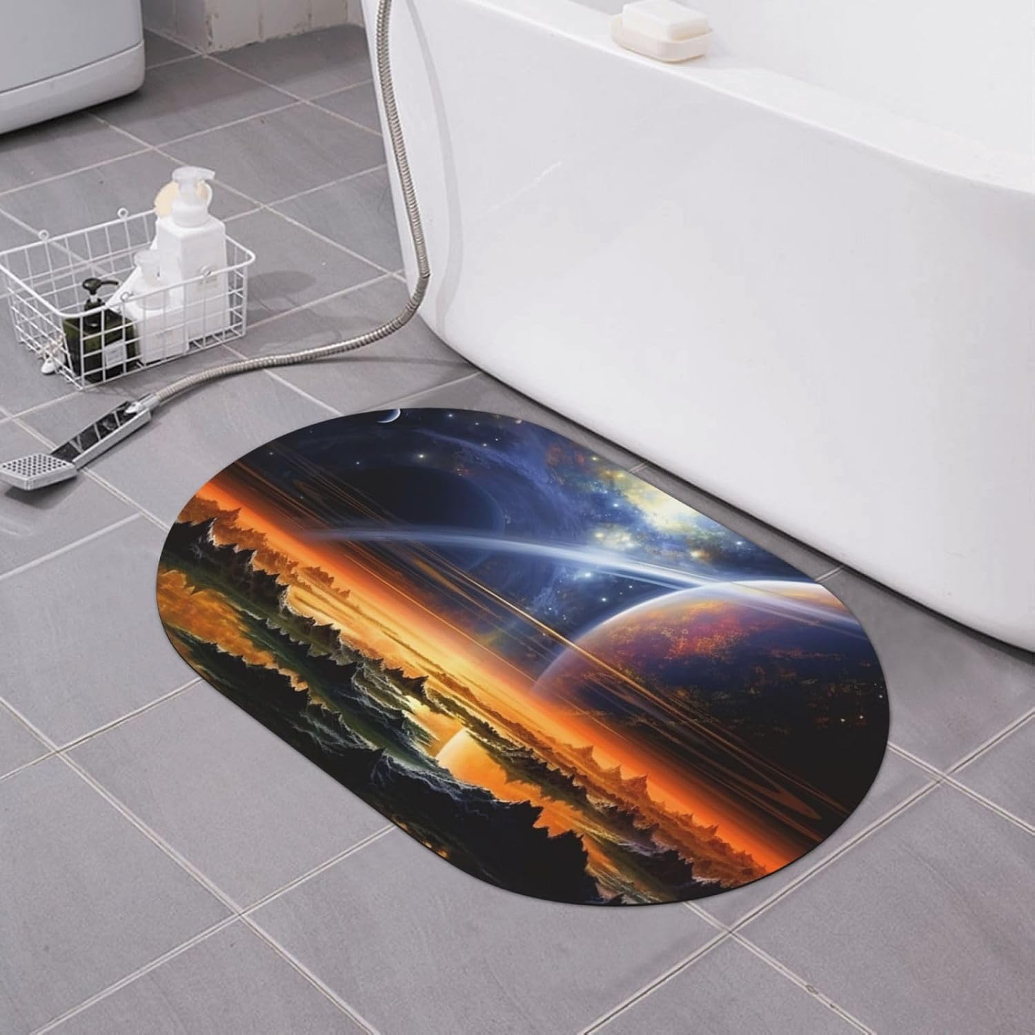 Universe Landscape Painting Print Door Mat Quick-Drying Bath Mat Non-Slip Super Absorbent Doormat for Bathroom Shower Mat 15.7 X 23.6 in