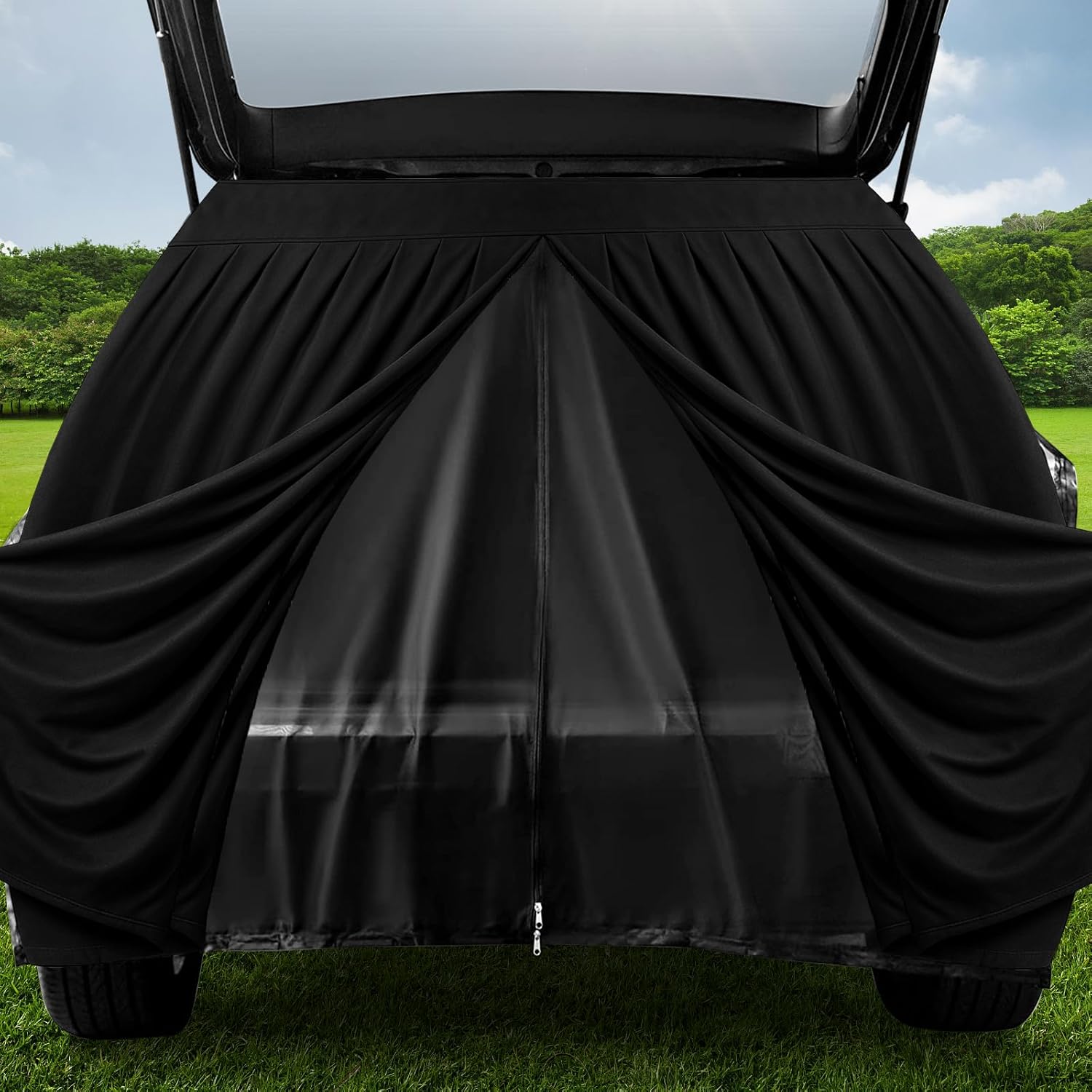 Magnetic Vans Bug Screen Nets, Universal Double Layer SUV Minivan Tailgate Back Door Mosquito Net with Suede Outer, with Magnetic Closure for SUV Back Door Bug Mesh with Zipper-63 inch(H) X 60 inch(W)