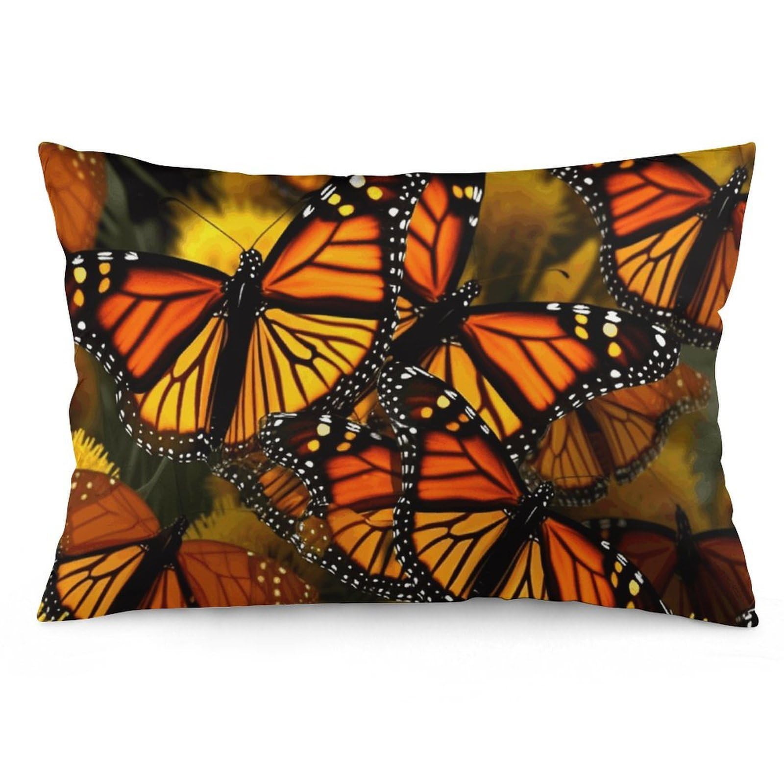 2 Pack Pillow Cases for Hair and Skin, Soft Breathable Pillow Case Covers with Hidden Zipper, Monarch Butterflies Pillowcase 12 "x20 Pillow Covers for Sleeping Gift