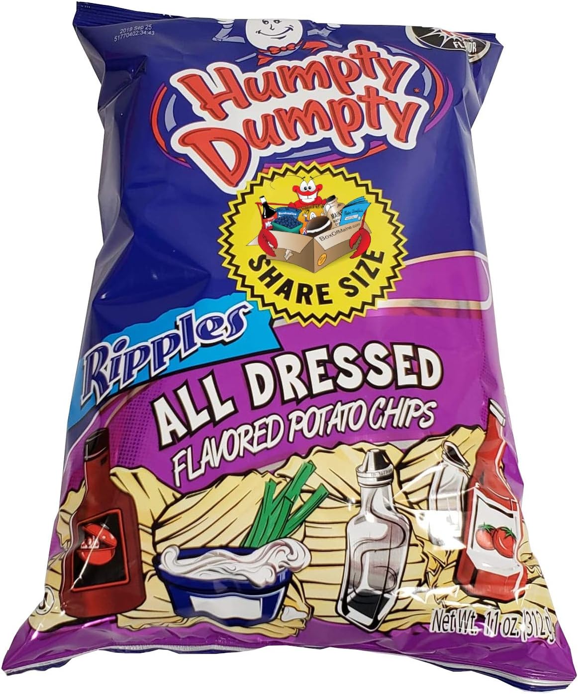 Humpty Dumpty Potato Chips, 8 Ounce, 4 Count, New Larger Family Size Bags (All Dressed)