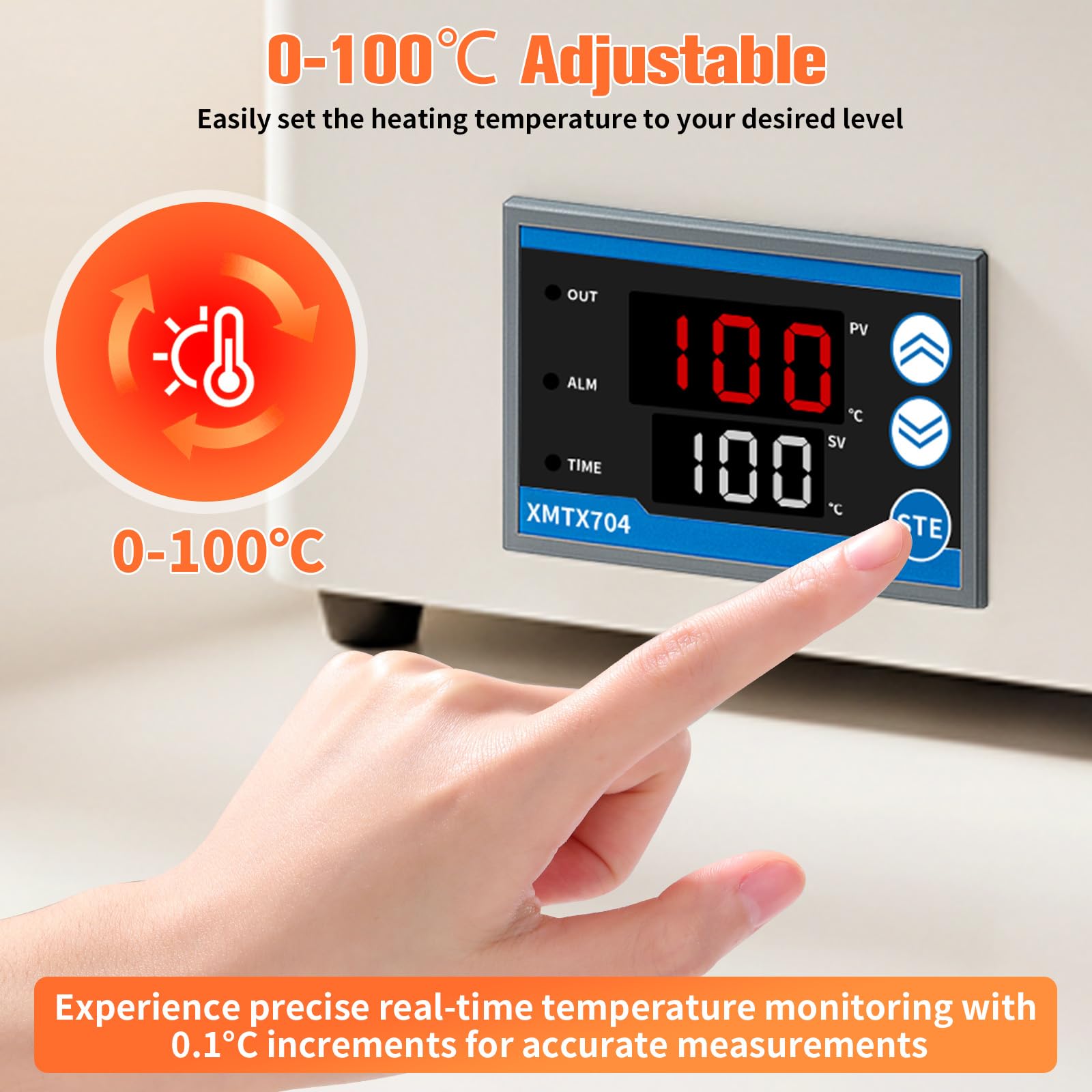 Bagno d'acqua digitale da 300 W, con contenitore interno in acciaio inox e riscaldamento a tutto tondo, vaso per bagnomaria con funzione timer e protezione senz'acqua per laboratorio e ricerca
