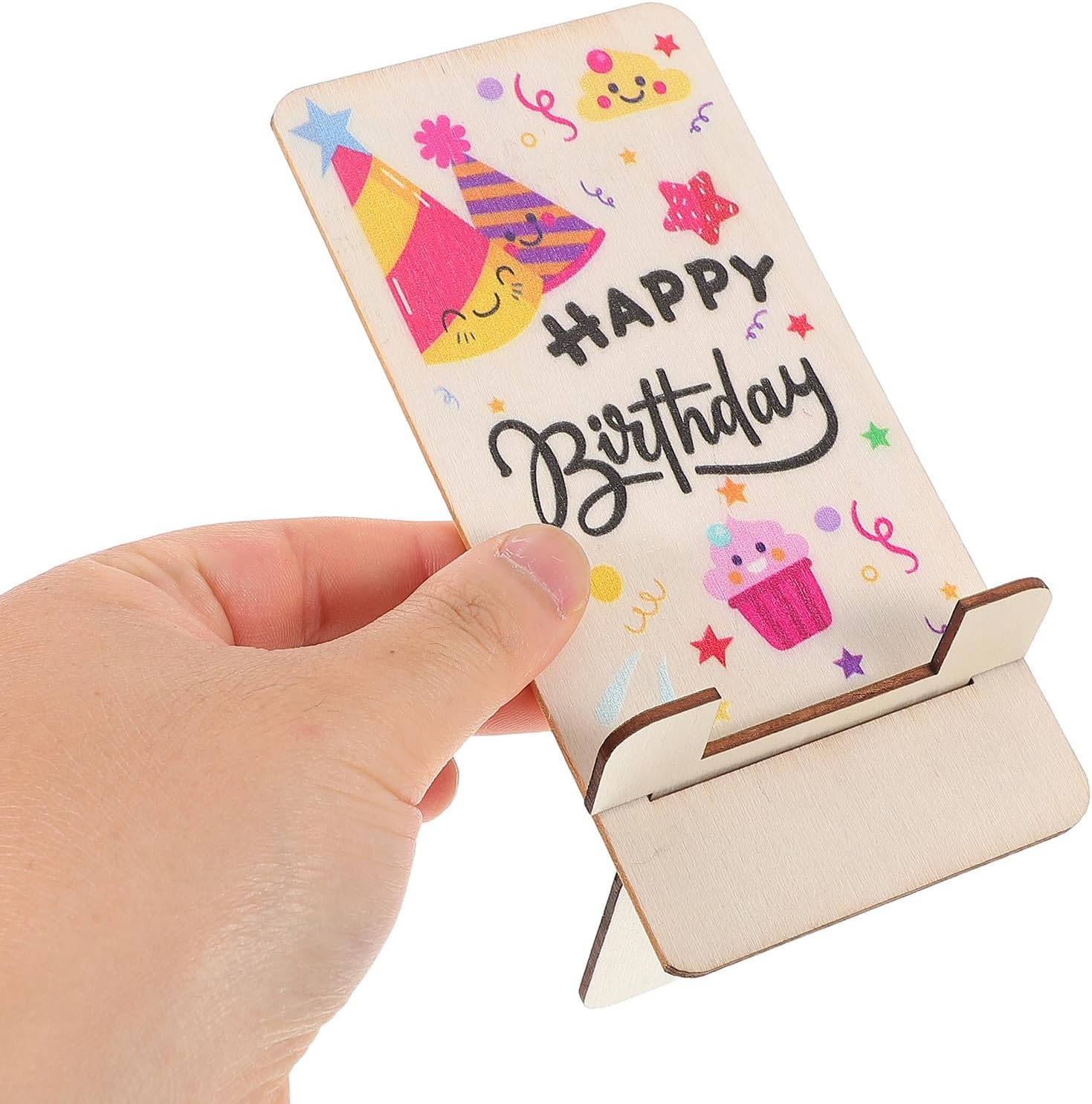 10pcs Wooden Phone Stand for Desk, Portable Birthday Gift Decor image 4