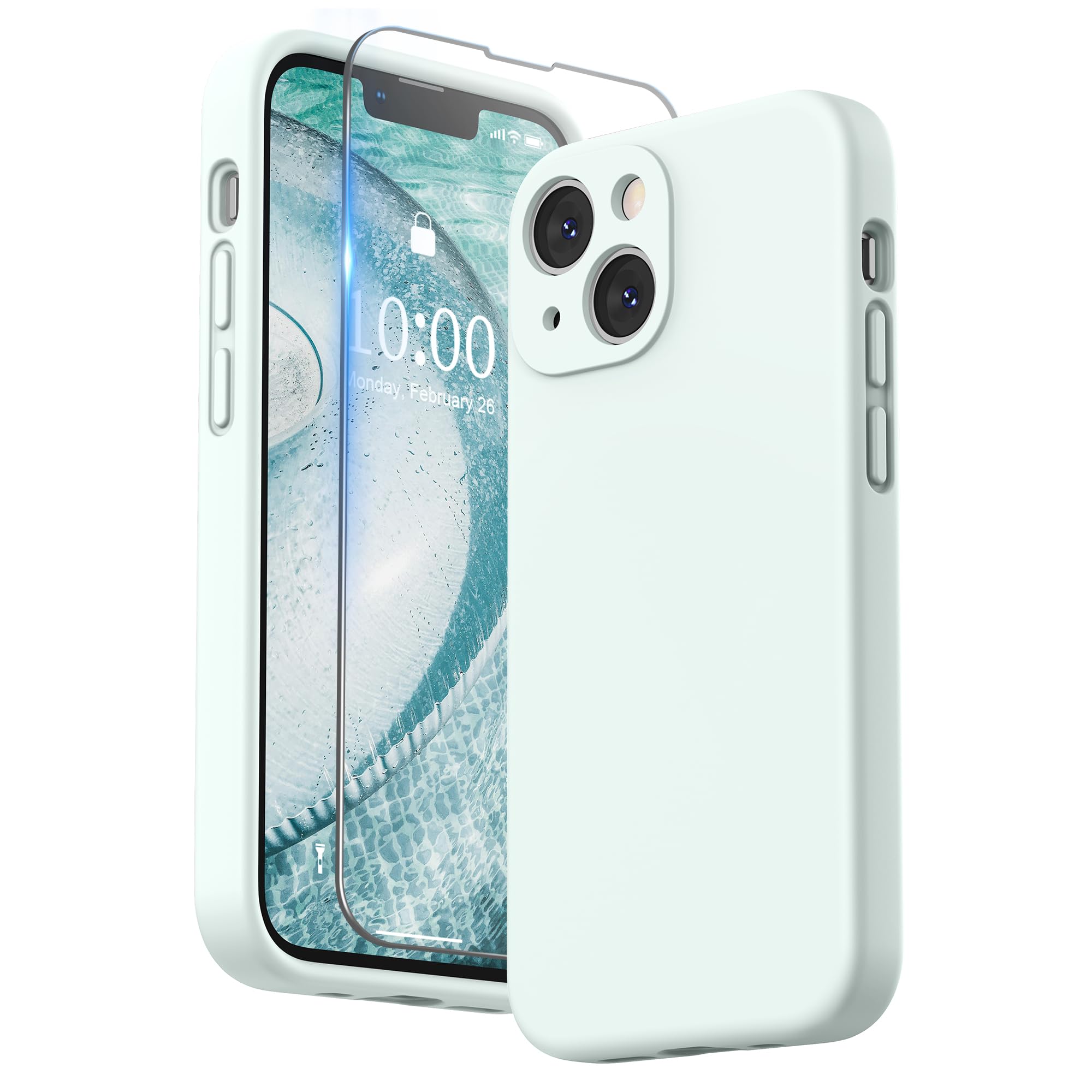 SURPHY Compatible with iPhone 13 Mini Case with Screen Protector, (Camera Protection & Soft Microfiber Lining) Liquid Silicone Phone Case 5.4 inch