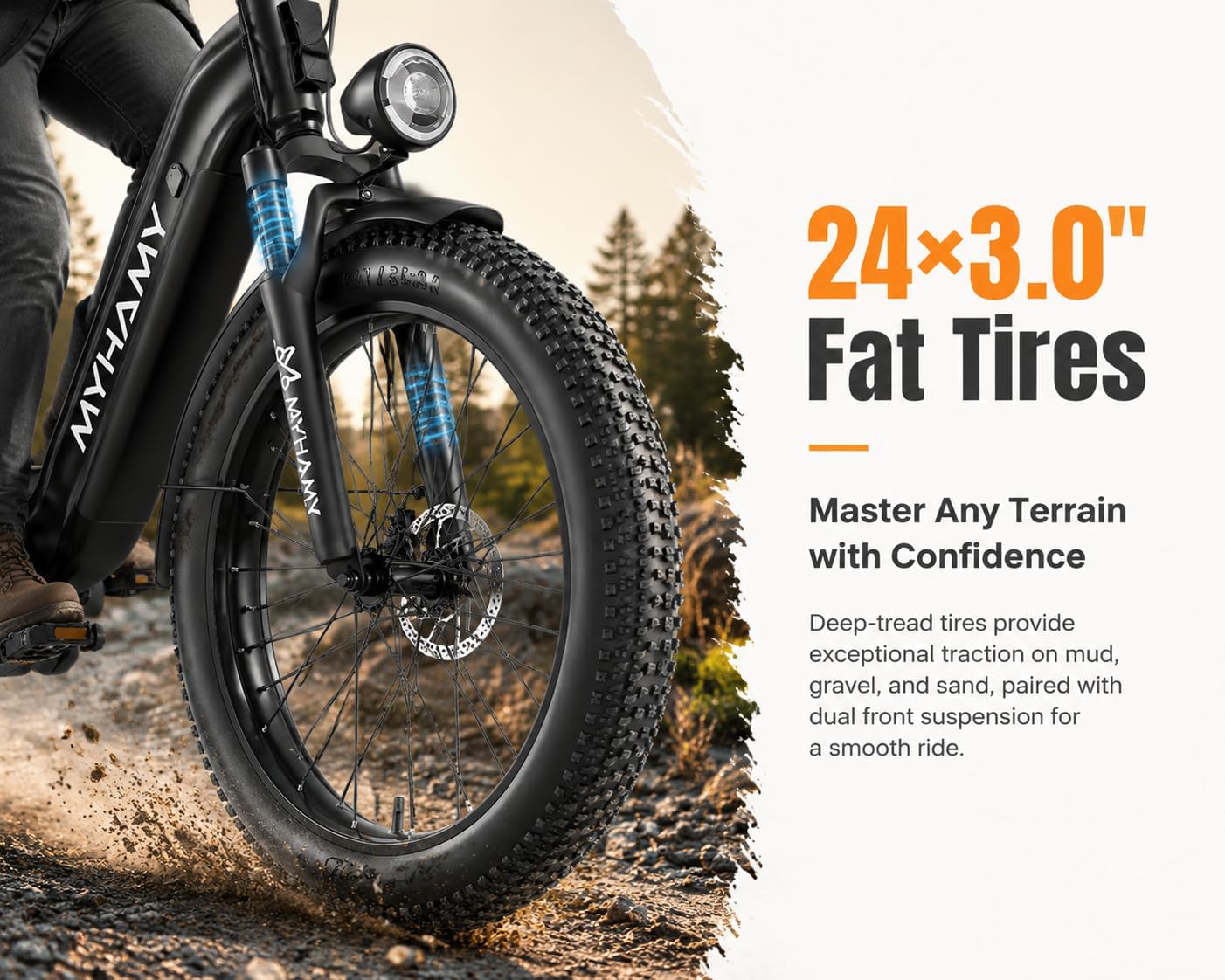 MEELOD Electric Bike for Adults, 1500W Peak Motor, 24" Fat Tire Ebike, 48V 18AH Removable Battery, 7-Speed, Low Step-Thru Electric Bicycle with LCD Display & LED Lights