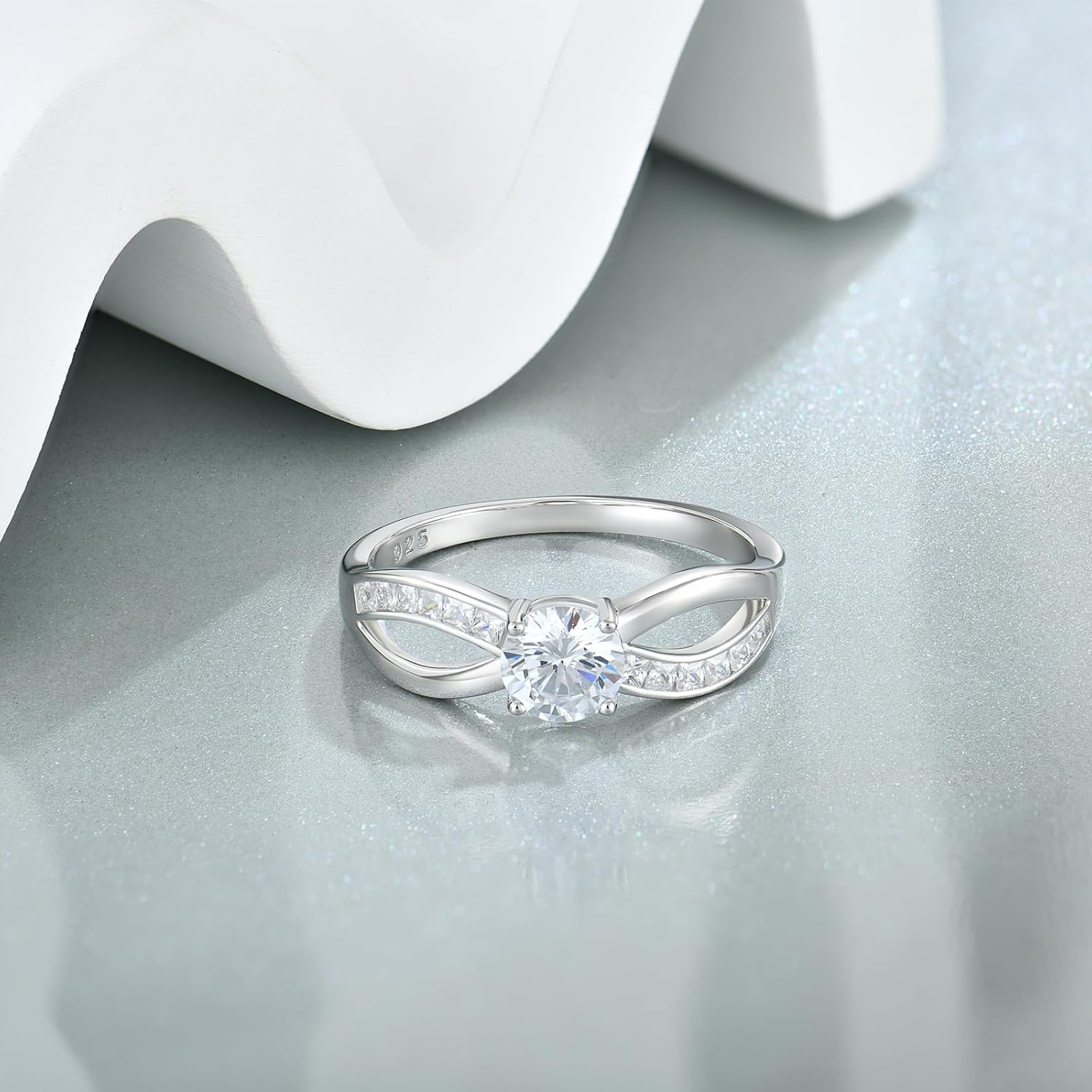 Infinity Promise Rings for Her 925 Sterling Silver Cubic Zirconia Rings Wedding Anniversary Engagement Rings for Women Wife Mother - Image 4