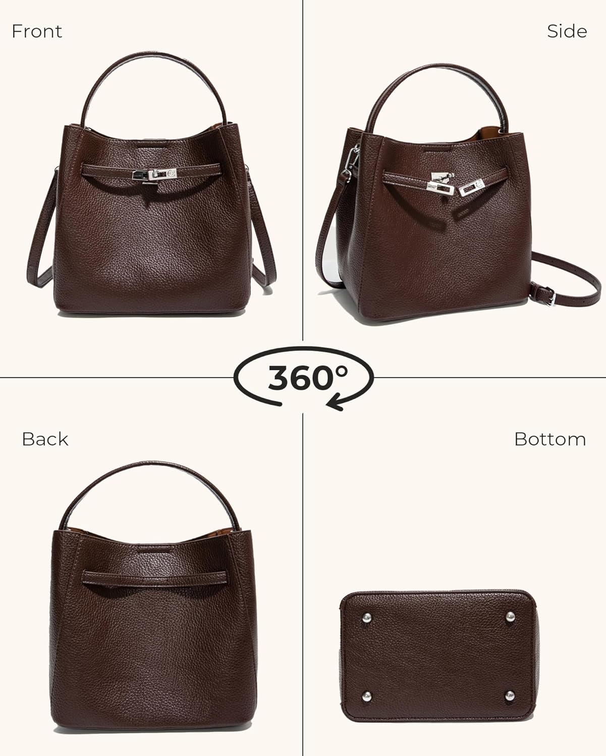 Micmores Crossbody Bag for Women, Pebbled Vegan Leather Bucket Handbag with Pouch, Versatile Shoulder Purse