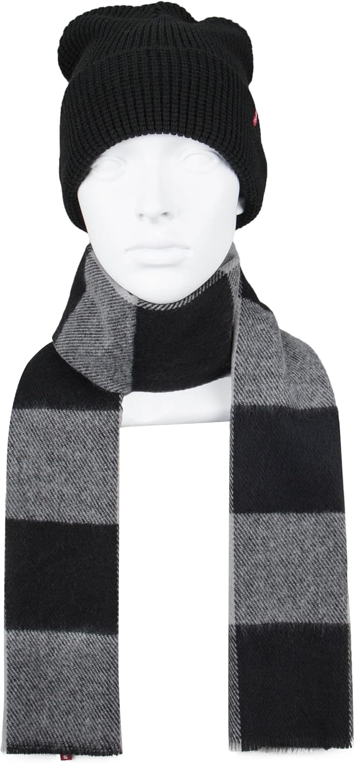Levi's Men's Classic Winter Warm Knit Beanie Hat and Scarf Set - Image 5