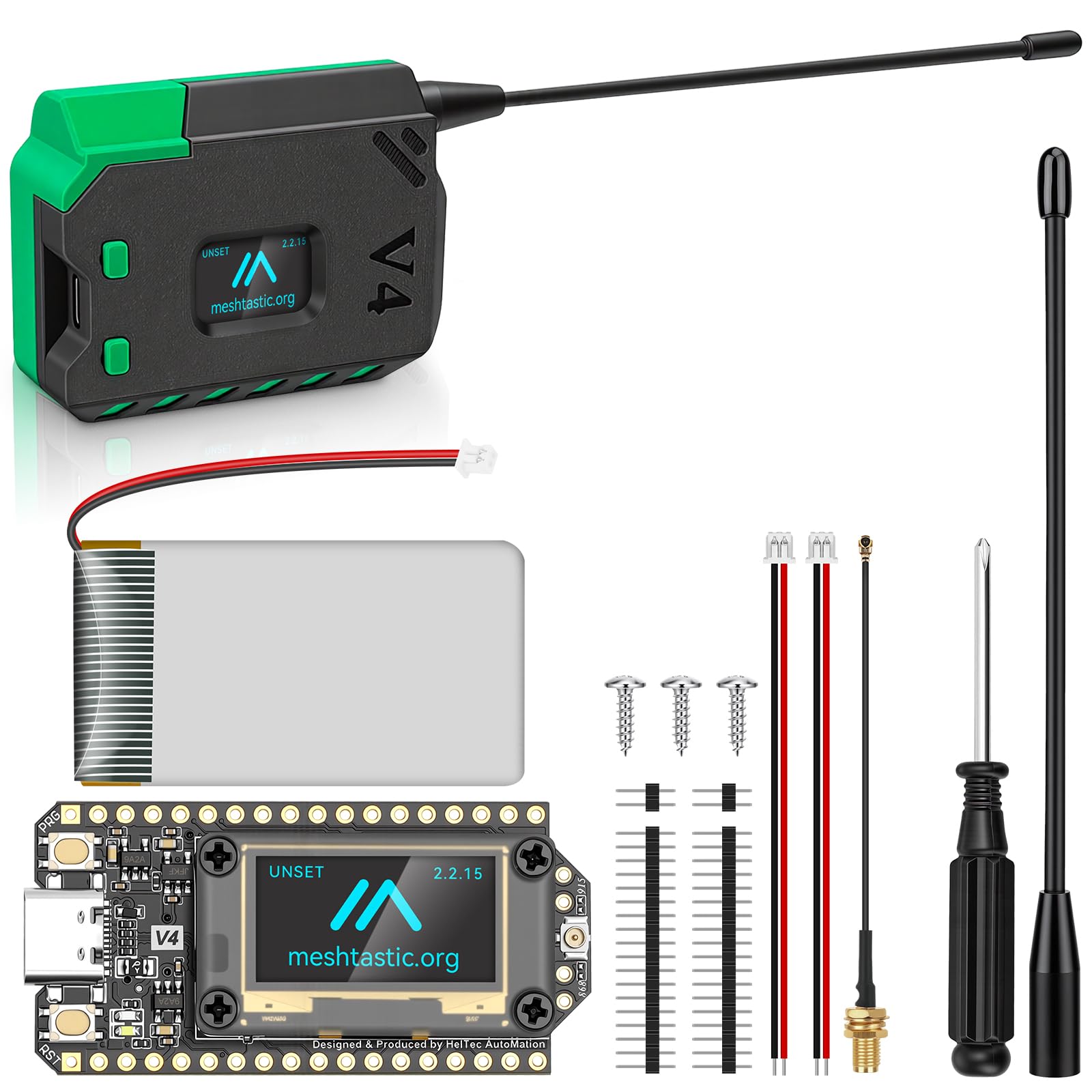 1 scheda di sviluppo ESP32 LoRa V4 con batteria da 3000 mAh e set di alloggiamento, supporta WiFi, Bluetooth, trasferimento dati LoRa 868 MHz per Meshtastic LoRaWAN Arduino
