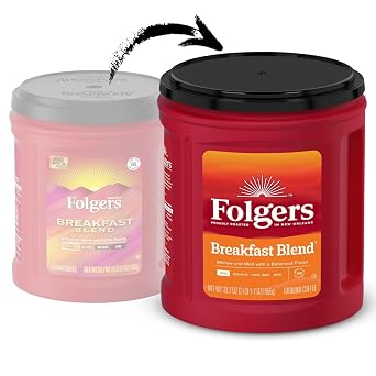 Folgers Breakfast Blend Ground Coffee, Smooth & Mild Coffee, 33.7 Ounce Canister