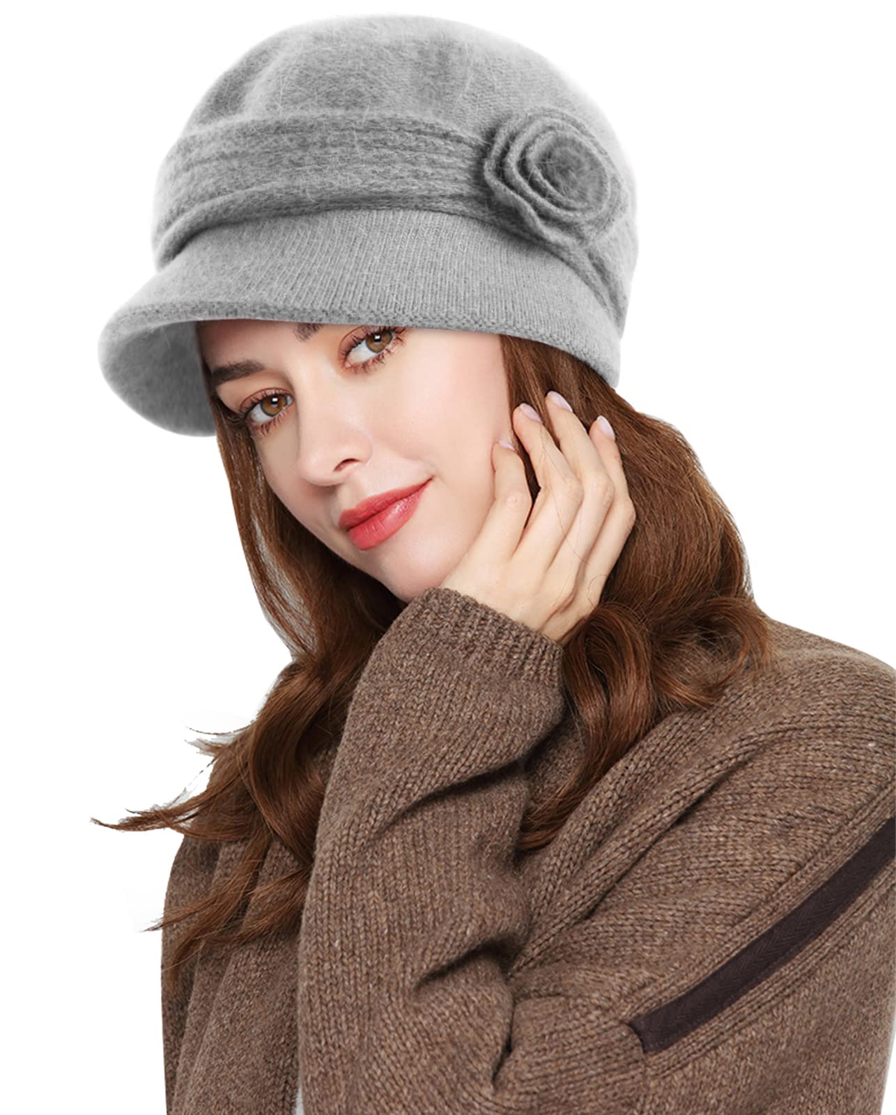 Women's Beanie Hat Fleece Knitted Soft Pattern Hats Visor Autumn Winter Warm Cap
