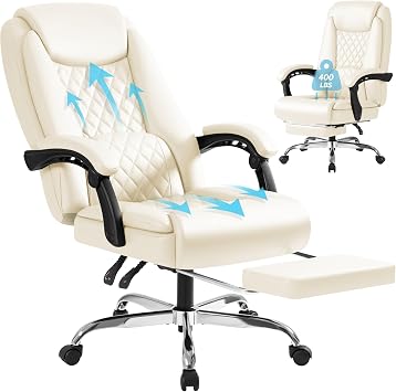 Homall Executive Home Office Chair with Lumbar Support,400lbs Adjustable Ergonomic High Back Office Chair Reclining Managerial Chair for Home Office Beige