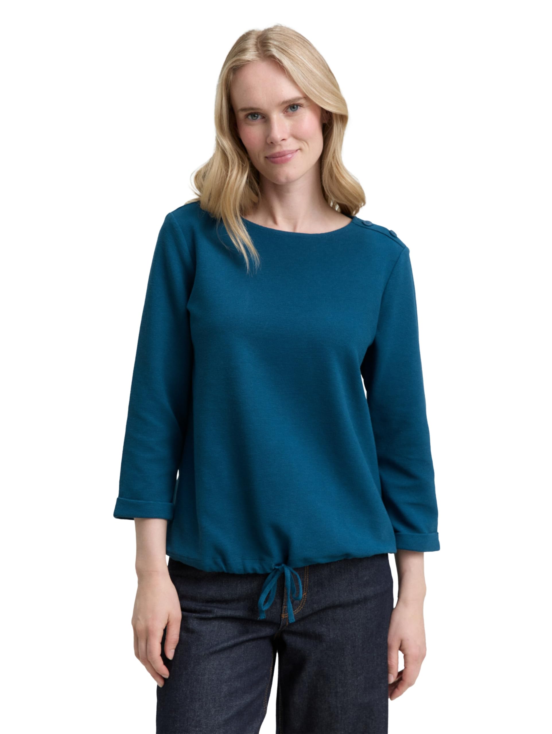 Tom Tailor Damen Langarmshirt mit Knopf-Details