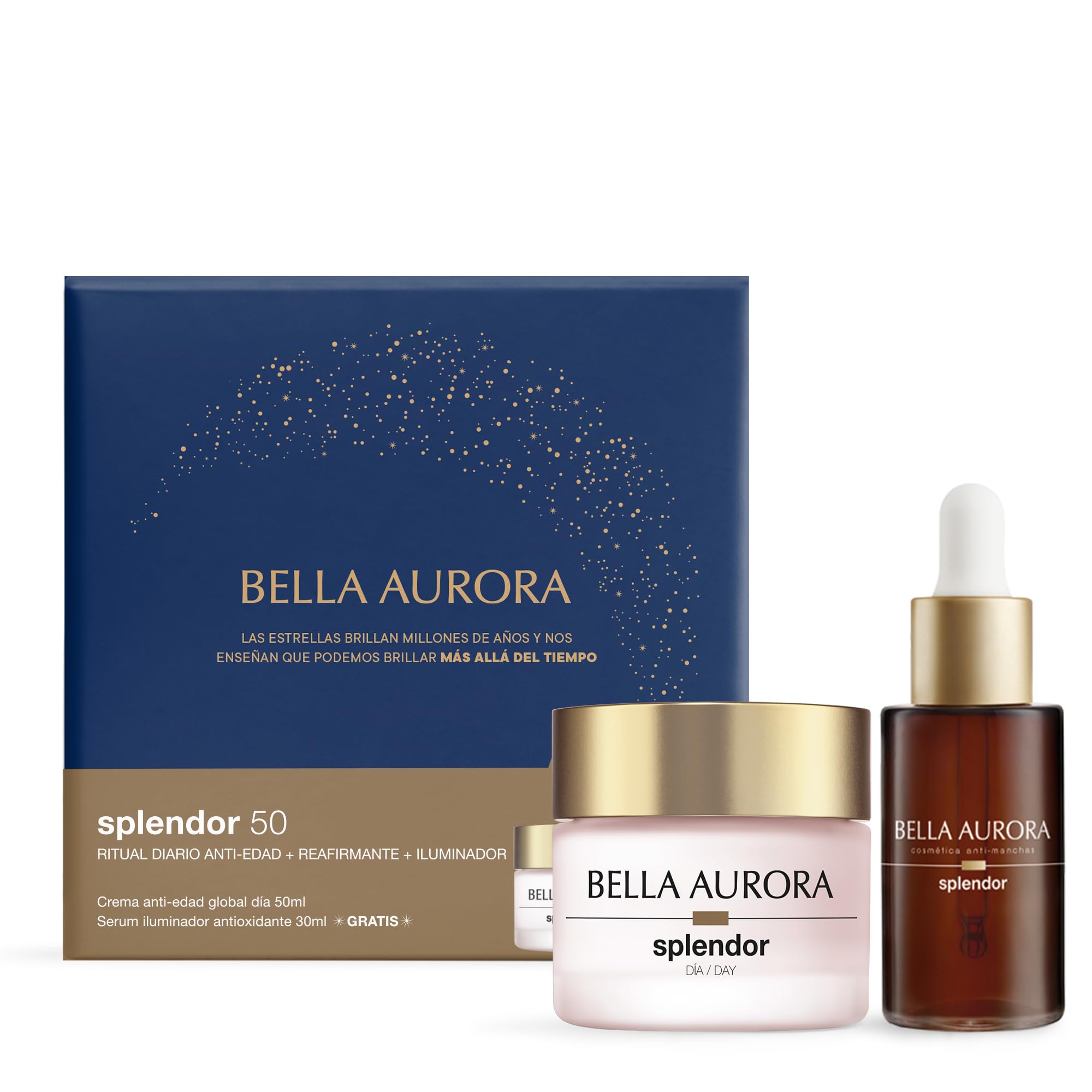 BELLA AURORA Splendor 50 Pack, Crema Antiedad Global SPF20 50ml con Serum Iluminador Antioxidante 30ml, Todo Tipo de Pieles, Efecto Lifting