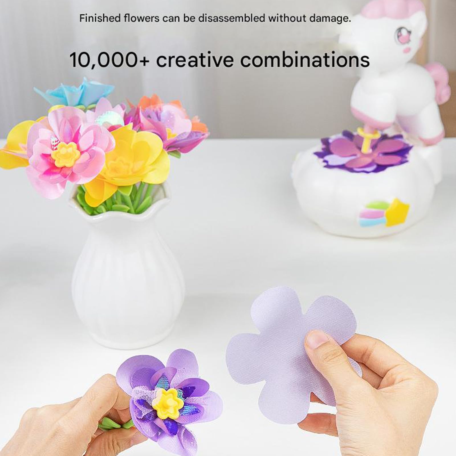 Interaktives Blumenpress Bastelset für Kinder, Spielzeug mit Blumenzubehör für Kinder und Mädchen, fantasievolles kreatives Spielen, Pressmaschinenspielzeug