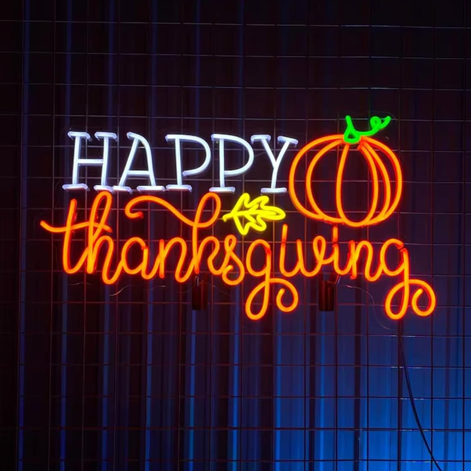Happy Thanksgiving Neon Sign Pumpkin Neon Light Up Sign Fall Season Led Sign Wall Decor for Bedroom Home Thanksgiving Holiday Decoration 20inches