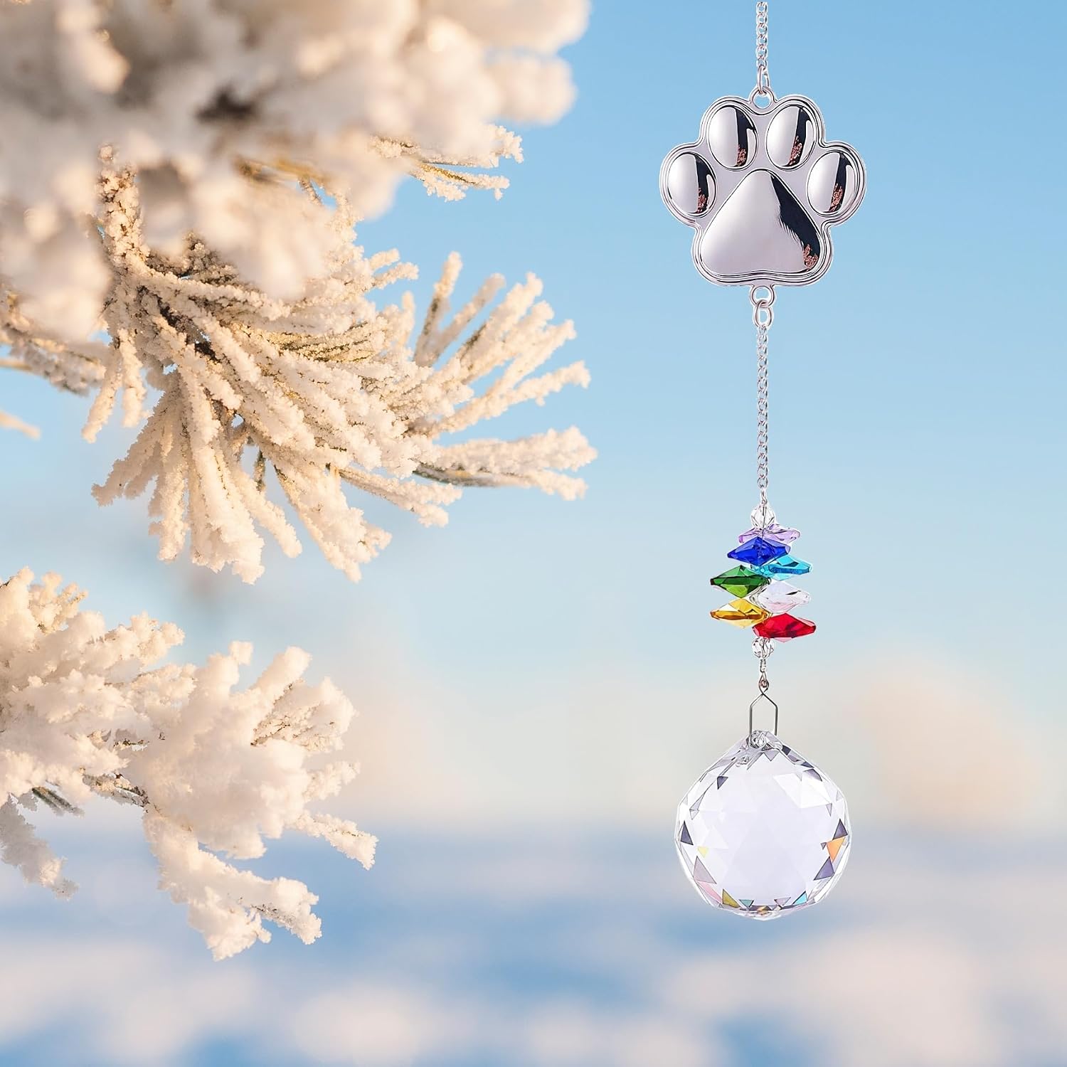 Pet Memorial Gifts for Dogs Cat-Dog Memorial Gifts for Loss of Dog Sympathy | Rainbow Bridge Heart Shape Crystal Suncatcher, Pet Remembrance Ornament in Memory of Puppy, Thoughtful Passing Away Keepsake