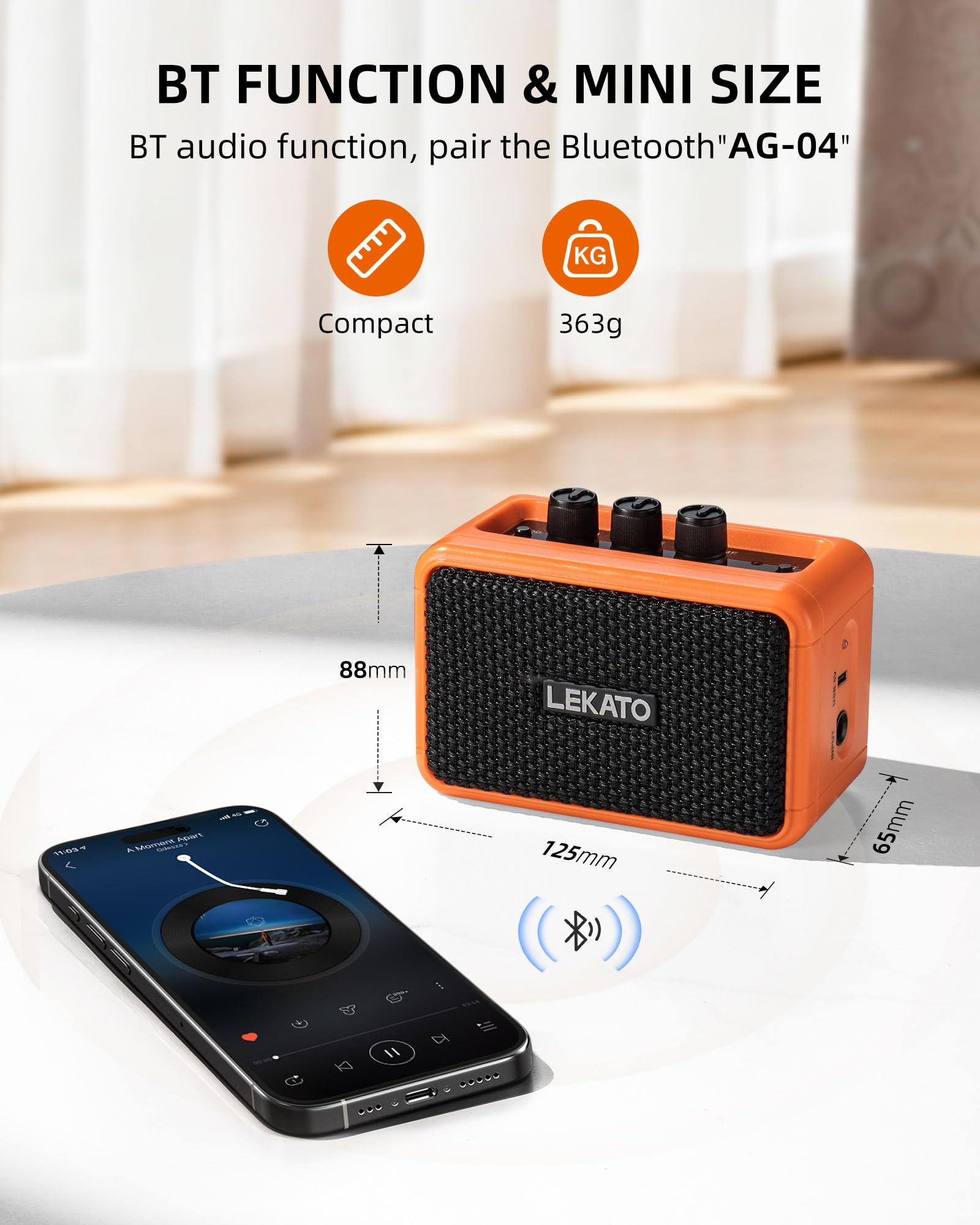 LEKATO Mini amplificateur de guitare électrique portable 2 x 5 W alimenté par piles avec effets