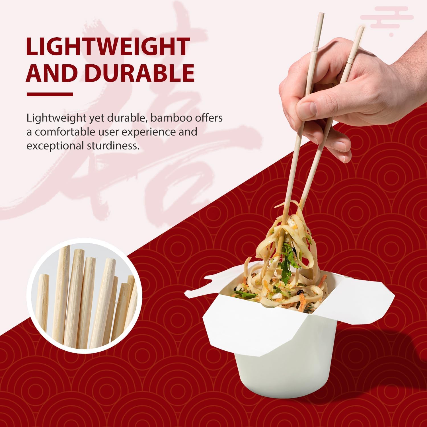 Bulk Disposable Bamboo Chopsticks - 100 Pairs -6 Bulk Disposable Bamboo Chopsticks - 100 Pairs -6