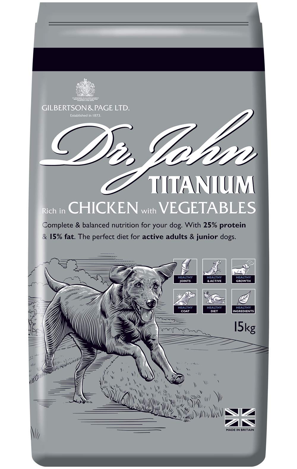 Dr. John Titanium Complete Dry Dog Food 15kg - Chicken, Vegetables and New Zealand Green-Lipped Mussel - Complete Nutrition for Active Adult and Junior Dogs โ image 1