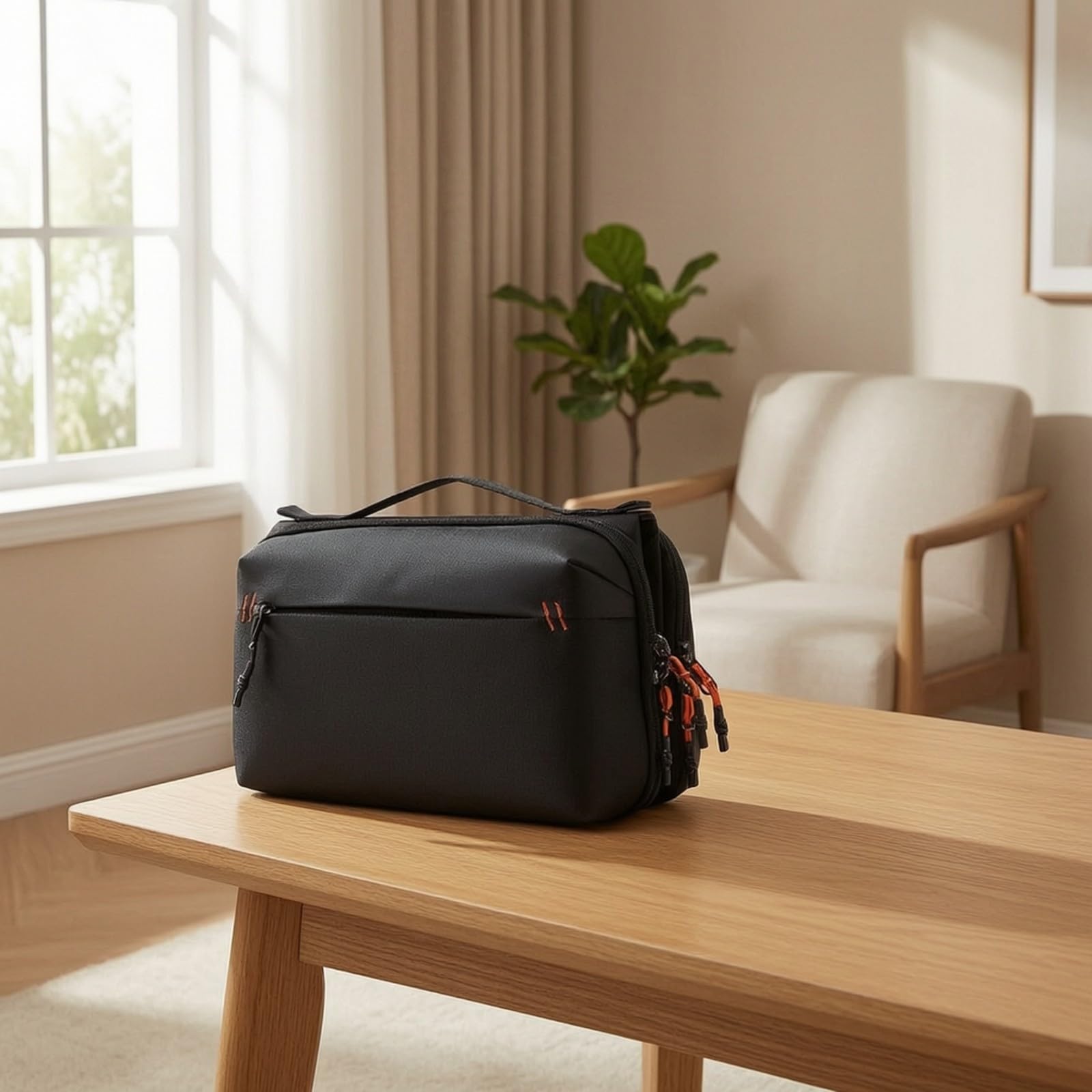 Estuche para Cables con Asa Portátil, Negro