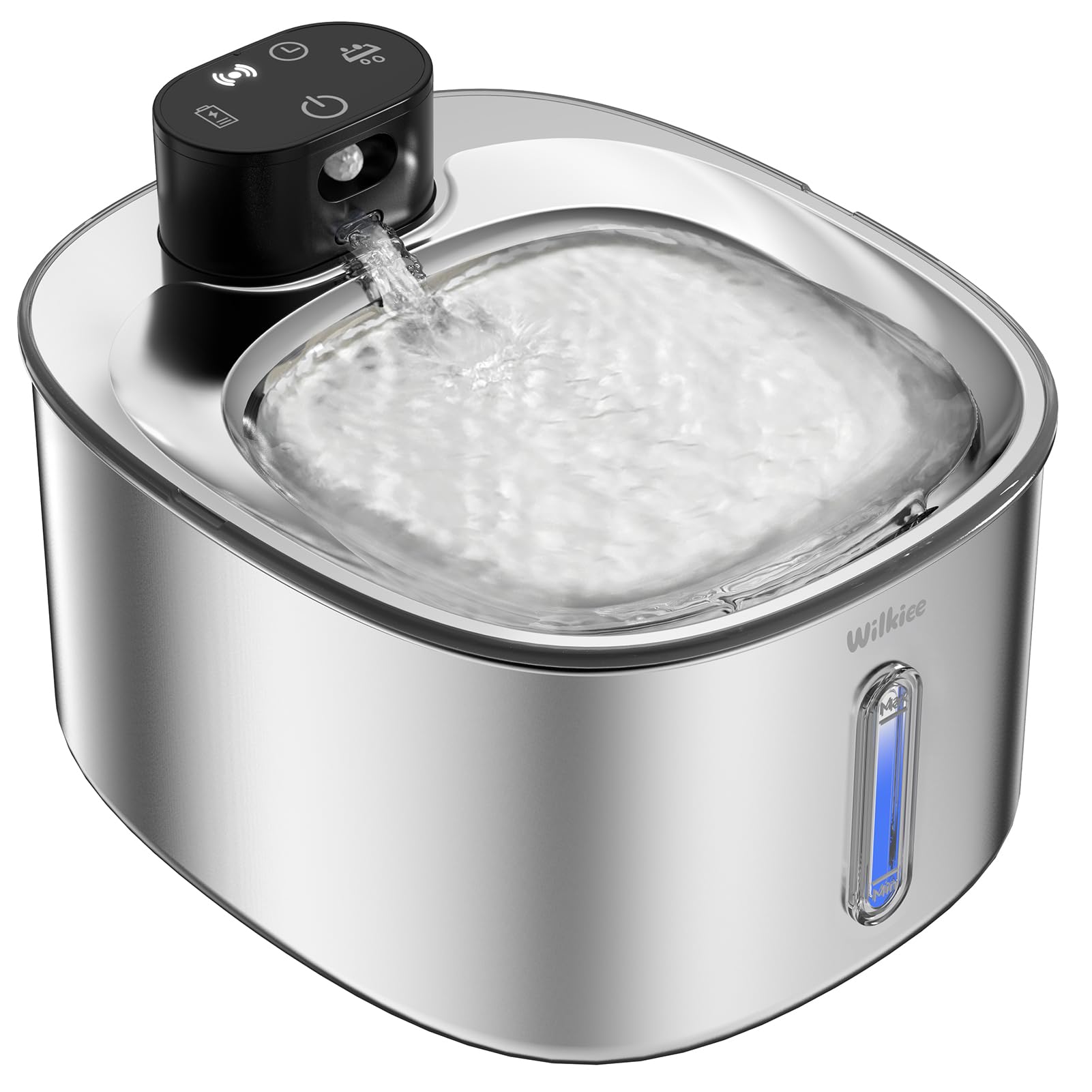 Fontana per gatti in acciaio inossidabile con 5 filtri, fontana per gatti da 4,2 l, funzionamento a batteria con sensore di movimento, dispenser di acqua per animali domestici senza fili, per gatti e
