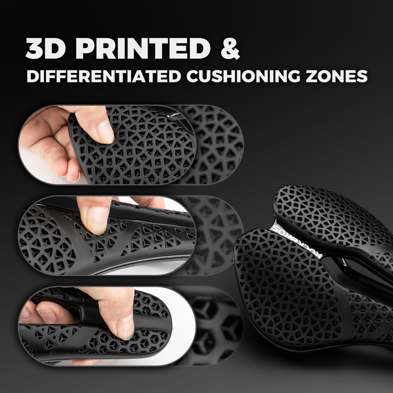 ROCKBROS Sillín de Bicicleta Impreso en 3D Fibra de Carbono Asiento Bicicleta Cómodo Sillín Bicicleta Ultraligero y Ergonómico para MTB Bicicletas de Carretera